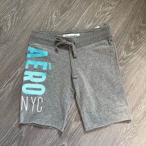 Y2K Aeropostale  Gray Sweat Shorts with Teal Logo